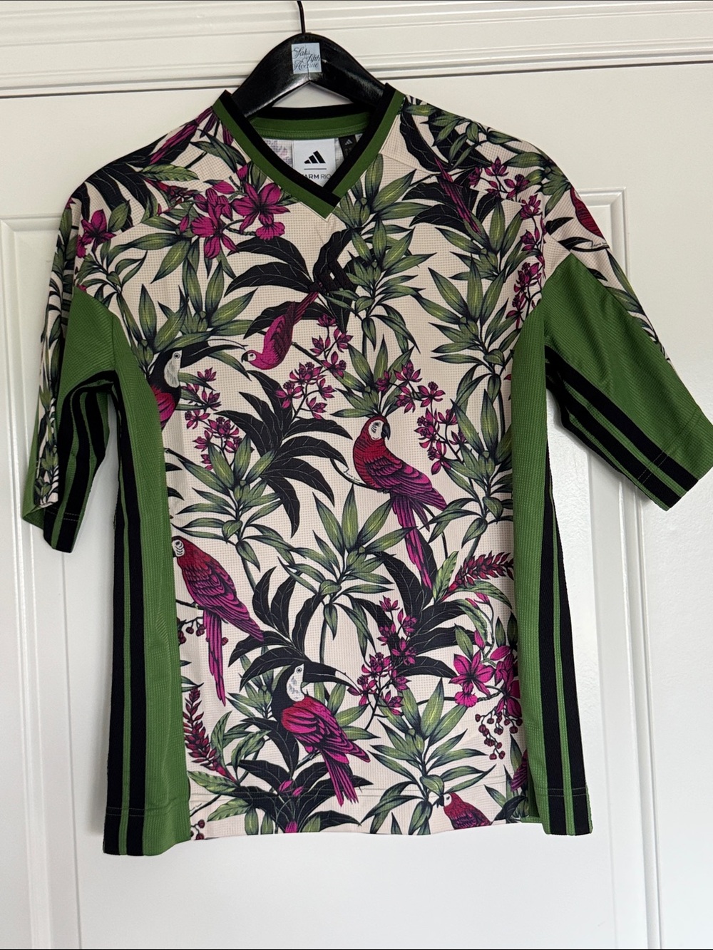 adidas ladies Green and Pink Tropical Parrot Jersey